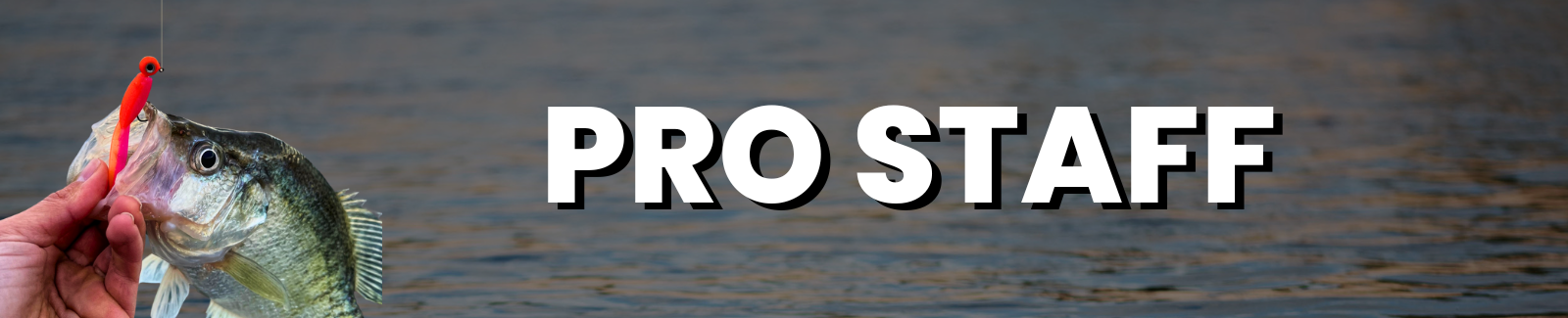 Pro Staff banner showing a crappie fish caught on a bright red Thermocline Lures jig, with a lake background and bold 'Pro Staff' text